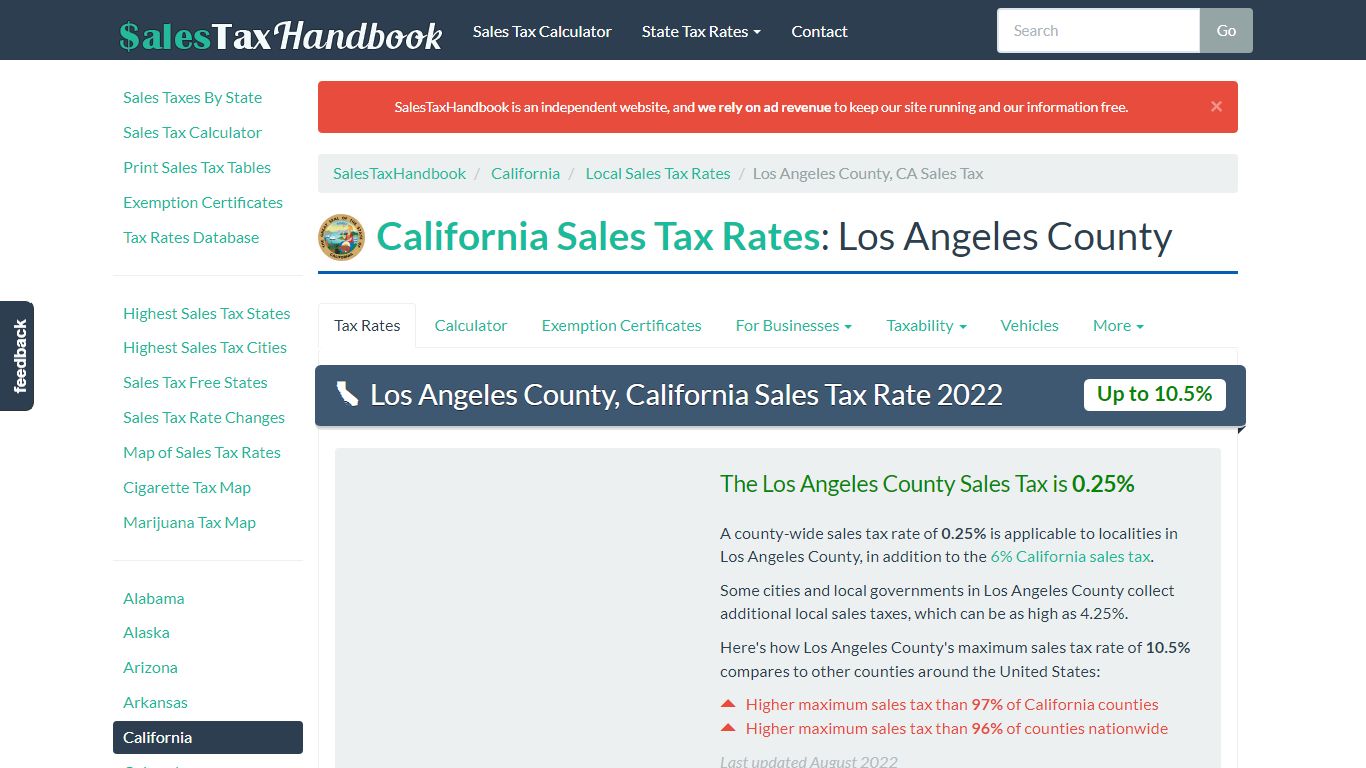 The Los Angeles County, California Local Sales Tax ... - SalesTaxHandbook